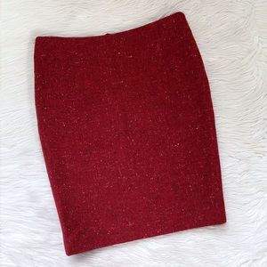 Akris Punto Red Knit Wool Blend Pencil Skirt